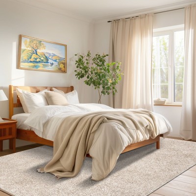 Plush Easy-Care Beige Shag Area Rug 5' x 7'