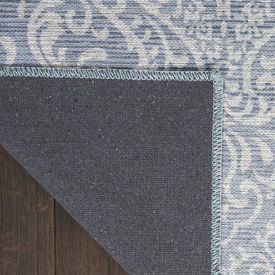 Slate Damask Chenille 8' x 10' Easy-Care Area Rug