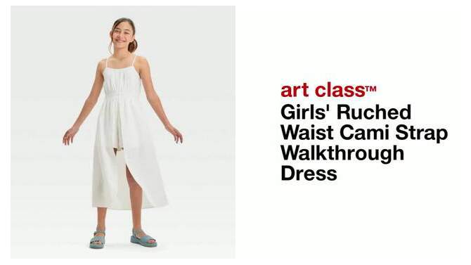 Girls' Ruched Waist Cami Strap Walkthrough Dress - art class™, 2 of 5, play video