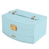 iMountek "2-Layer Lockable Jewelry Box for Women & Girls – Leather Jewelry Organizer for Rings, Necklaces & More" MintBlue - 4 of 4