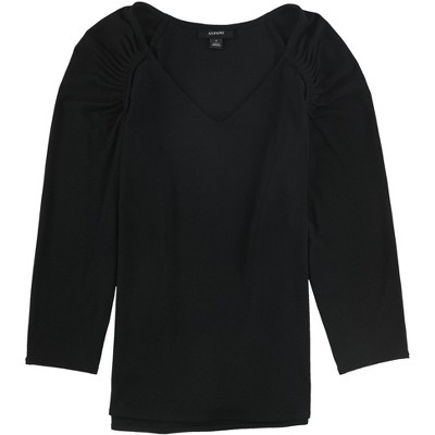 Alfani Womens Pleated Shoulder Pullover Blouse