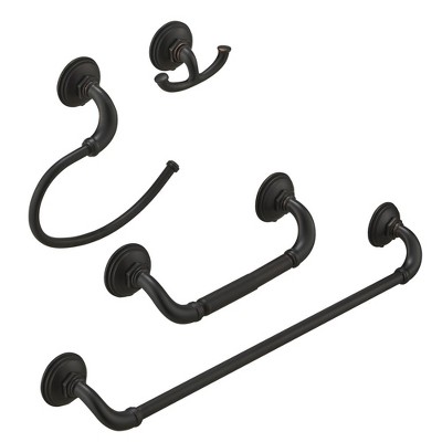 BWE 4-Piece Bath Hardware Set Towel Bar Hand Towel Holder Toilet Paper Holder Towel Hook Farmhouse