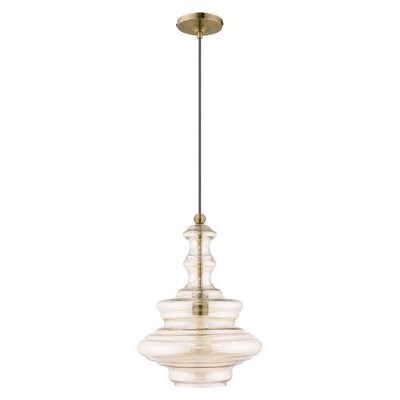 Champagne Glass Mini Pendant with Antique Brass Finish