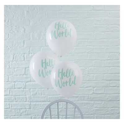 10ct "Hello World" Party Balloons Green