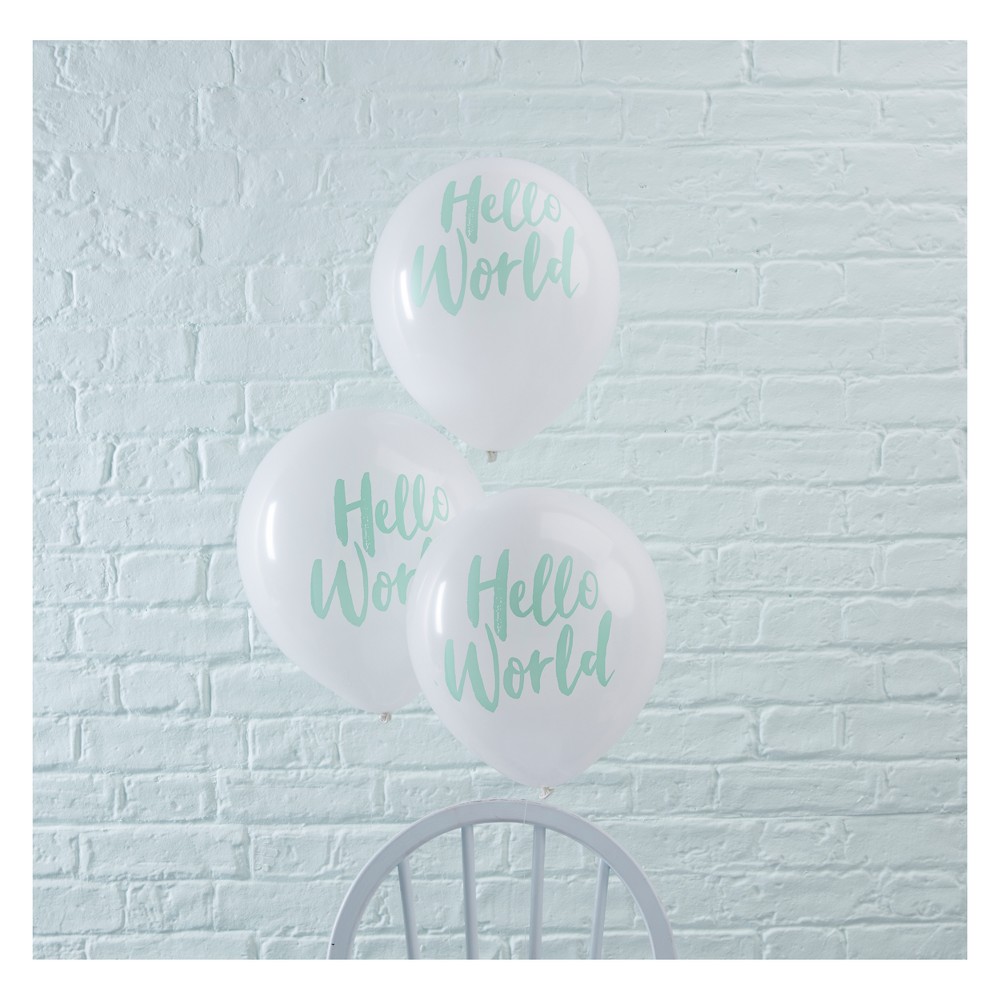 10ct Ginger Ray Green Hello World Balloons Hello World