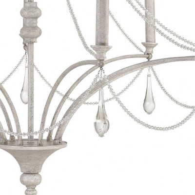 Vintage White French Parlor 9-Light Crystal Chandelier