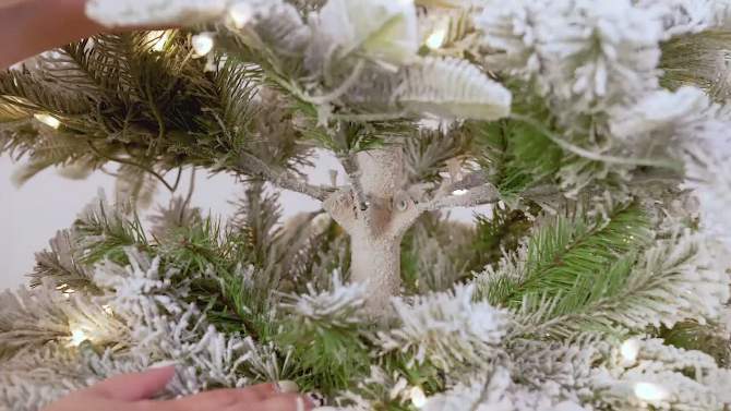 7.5ft Pre-Lit Flocked Alaskan Fir Artificial Christmas Tree - Puleo, 2 of 5, play video