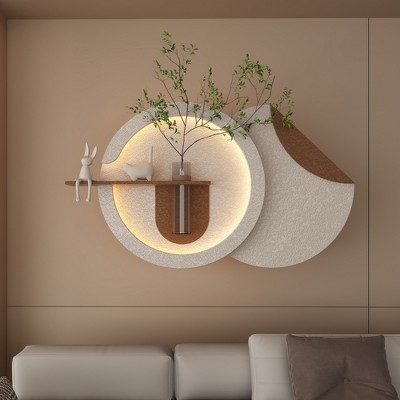 Moda Furnishings Sandstone Double-Disc Wall Art - Handmade Sculpture, for Living Room Bedroom Hallway