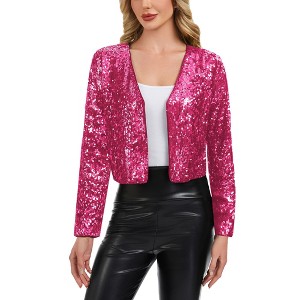 Anna-Kaci Women's Sequin Open Front Cardigan with Long Sleeves and Cropped Fit - 1 of 4