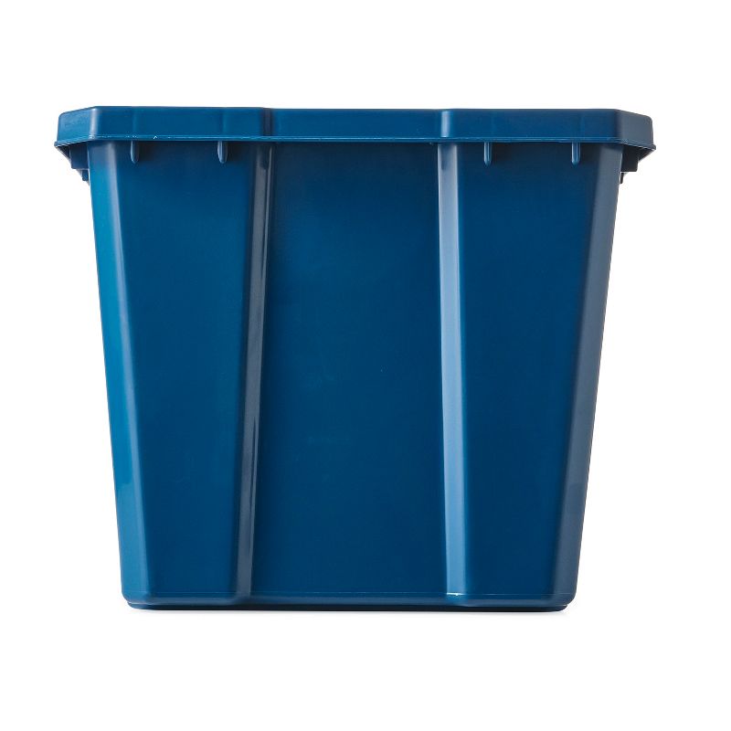 Gracious Living Medium Sized Plastic Curbside 17 Gallon Home or Office Recycling Bin Container with Built-In Carrying Handles, Blue, 5 of 7