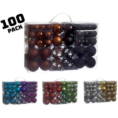 100-Pack Black and Brown Shatterproof Christmas Ornament Balls