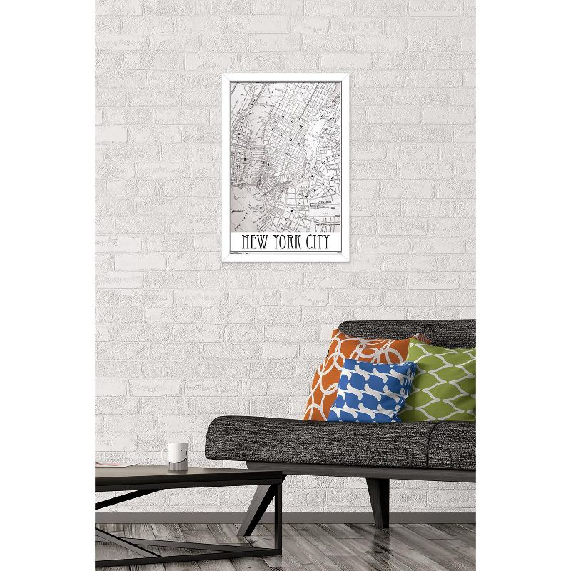 Trends International New York Map Framed Wall Poster Prints, 2 of 7