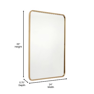 Large Rectangular Gold Metal Frame Wall Mirror