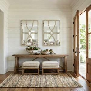 Spassway Rectangular Geometric Pattern Decorative Wall Mirror with Wood Frame Vertical or Horizontal Hanging Mirrors Home Decor for Living Room - 1 of 4