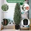 Acekool Set of 2 Artificial Cedar Topiary Trees, 3 & 5 Ft Faux Cypress Evergreens for Indoor and Outdoor Décor with Potted Base - 4 of 4