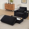 42.5" Chaise Lounge Armchair with Storage Ottoman, USB Ports, Cup Holders, Phone Holder & Side Pockets for Living Room-Baofuwish - 3 of 4