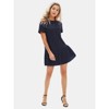EXLURA Womens Summer Casual Short Sleeve Dress Crewneck Tshirt Dresses Pleated Aline Mini Dress 2025 Vacation Beach Sundress - 3 of 4
