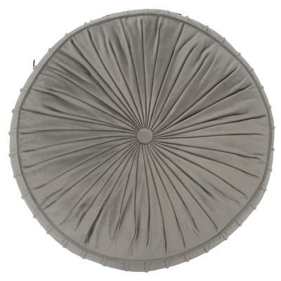 Light Grey Velvet Round Tufted Floor Pillow