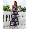 Women's Strap Maxi Hawaiian V Neck Floral Casual Beach Dresses - 4 of 4