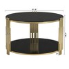 CAVINAS Coffee Table for Living Room Modern 31.5" Round Glass Coffee Table with Circular Metal Drum Base, Gold Finish & Lower Shelf - 4 of 4