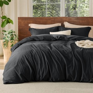 100% Washed Cotton Duvet Cover Minimalist Cotton Duvet Cover for All Seasons GentleSoft™ Plain Simple Bedding Set - 1 of 4