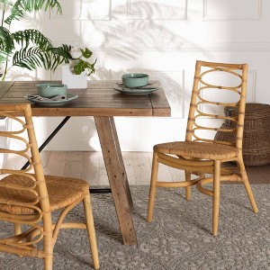 bali & pari Lisbon Natural Rattan Dining Chair Natural Brown: Armless, Spot Clean, No Assembly Required - 1 of 4