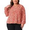 Agnes Orinda Women's Plus Size V Neck Long Sleeve Polka Dot Blouses - 2 of 4