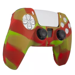 Insten Silicone Skin Cover for Sony PlayStation PS5 Controller, Protective Case, Camouflage Green Red