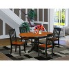 HomeStock 5-Pc Oval Black & Cherry Finish Solid Wood Top Dining table with 4 Chairs with Slat Back - 2 of 4