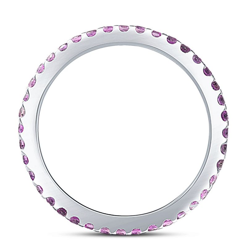 Pompeii3 3/4Ct Pink Sapphire Stackable Ring Wedding Band 10k White Gold, 3 of 6