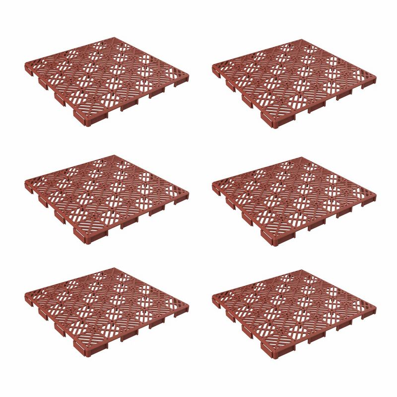 Nature Spring Interlocking Open Patterned Terracotta Patio and Deck Flooring Tiles - Set of 6, 1 of 7