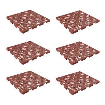 Nature Spring Interlocking Open Patterned Terracotta Patio and Deck Flooring Tiles - Set of 6