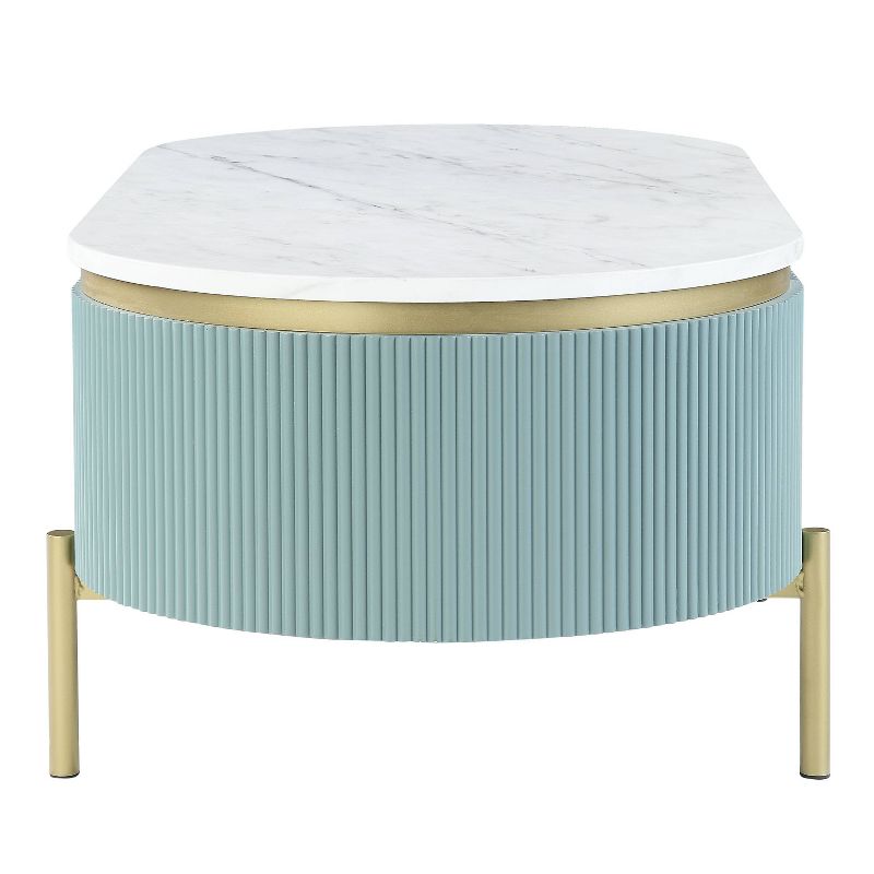 Cartehena Faux Marble Coffee Table with Drawer Light Teal Blue - HOMES: Inside + Out, 6 of 11