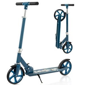 Foldable Scooter for Teens & Adults Height Adjustable Pedal Scooter w/ 8 Inch Big Wheels & Foot Brake w/ 3 Adjustable Heights & Aluminum Frame - 1 of 4