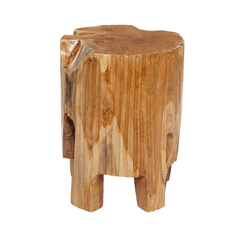 Contemporary Live Edge Teak Wood Stool Brown - Olivia &#38; May, 6 of 9