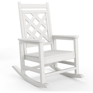 homfan Outdoor Adirondack Rocking Chair, All Weather HDPE Fire Pit Chair with Wide Back, Outdoor Lounger Rocking Fire Pit Chair - 1 of 4
