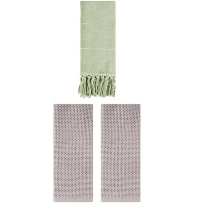 REGALWOVEN 3 Packs Cotton Soft Absorbent Tassels and Waffle Hand Towel