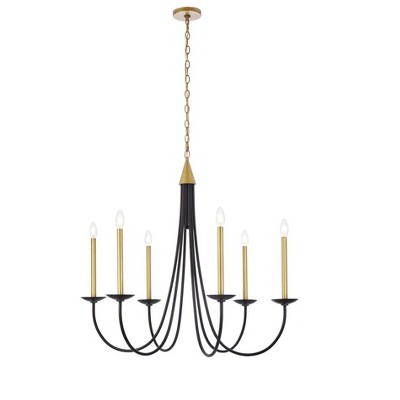 Elegant Lighting Cohen 36 inch pendant in black and brass