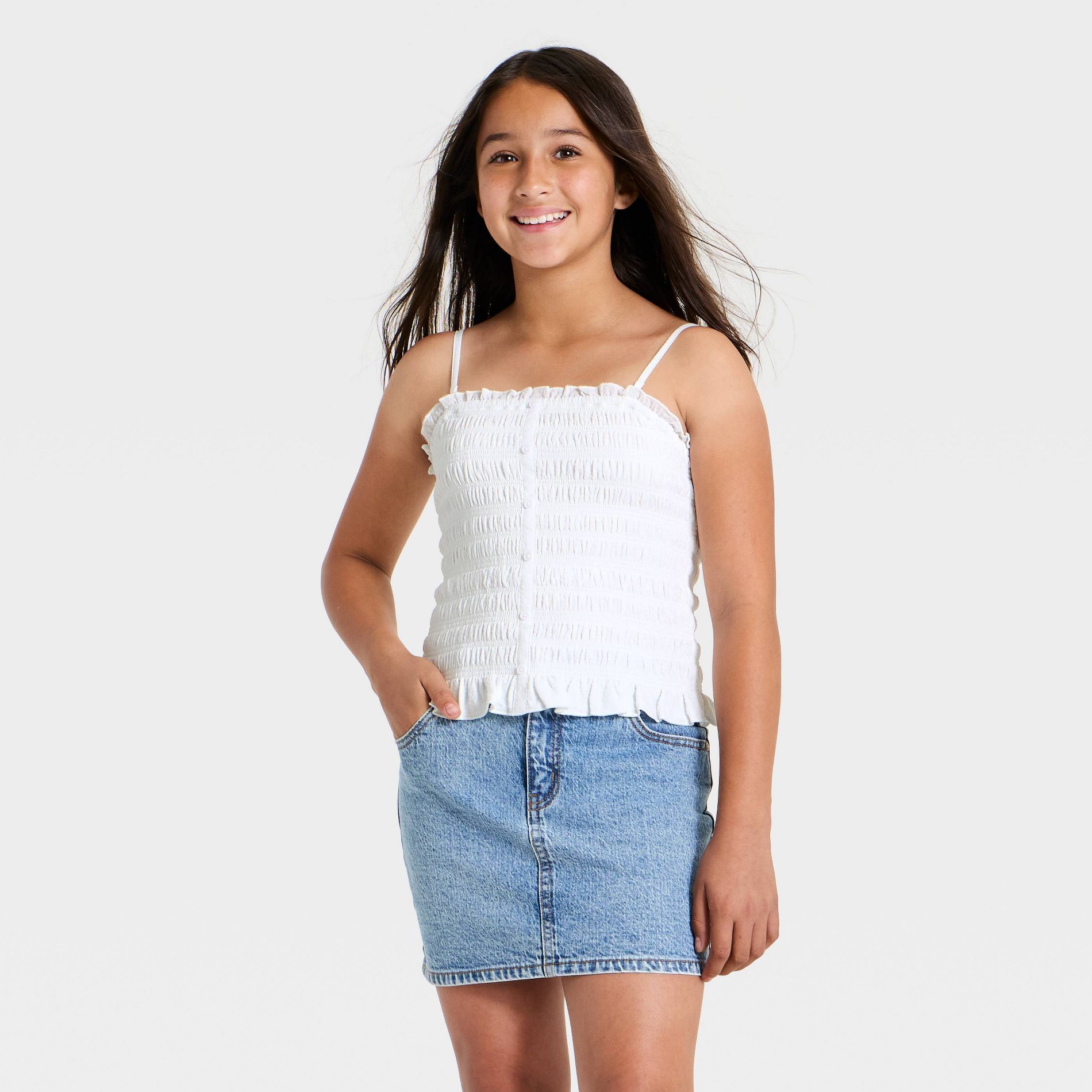Girls' Smocked Woven Tank - art class™