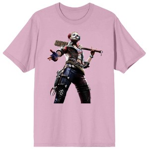 Suicide Squad: Kill the Justice League Harley Quinn Men's Pink Short Sleeve Crew Neck Tee - 1 of 2