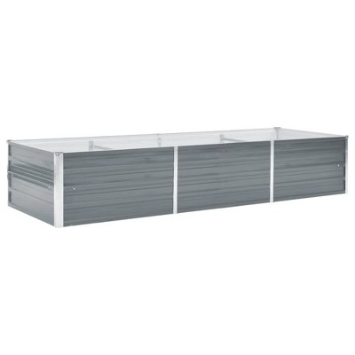 Gray Galvanized Steel Outdoor Raised Garden Bed Planter, 94.5" x 31.5" x 17.7"
