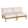 Scott Living Sacova Outdoor Acacia Wood Armless Chair, Teak Finish Frame with Beige Cushion, Set of 2 - 3 of 4