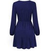 Womens Deep V Neck Mini Dress Long Sleeve Elastic Waist A Line Casual Wrap Midi Dress - 4 of 4
