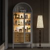 72" Arched Pantry Cabinet with Sensor Light & Glass Doors, Modern Farmhouse Display Cabinet with Adjustable Shelf & Drawers-3irtyhousy - 2 of 4