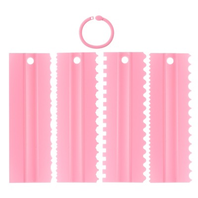 Unique Bargains Plastic Comb Lace Cake Decorating Kitchen Scrapers 4 Pcs