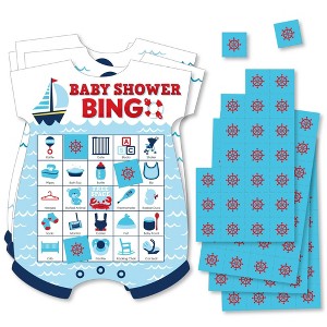 Big Dot of Happiness Ahoy It's a Boy - Picture Bingo Cards and Markers - Nautical Baby Shower Shaped Bingo Game - Set of 18 - 1 of 4