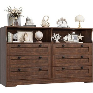 Homhougo 55"  6-Drawer Wood Dresser, Modern Storage Organizer for Bedroom, Living Room, Closet & Entryway - 1 of 4