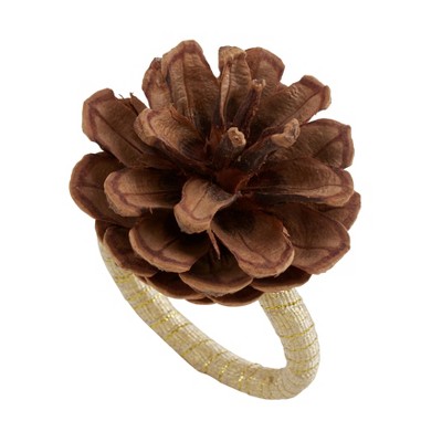 Saro Lifestyle Pinecone Napkin Ring, Brown (Set of 4)