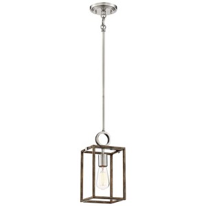 Minka Lavery Brushed Nickel Sun Faded Wood Mini Pendant Light 6 1/2" Wide Farmhouse for Dining Room House Kitchen Island Bedroom - 1 of 3