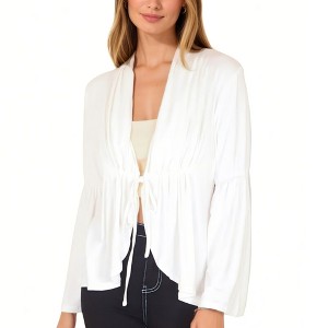 Anna-Kaci Women's Casual Lightweight Cardigans Soft Draped Ruffles Flare Sleeve Cardigan - 1 of 4